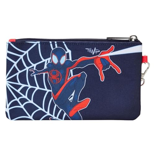 LOUNGEFLY Marvel: Spider-Verse Miles Morales Suit Nylon Zipper Pouch Wristlet
