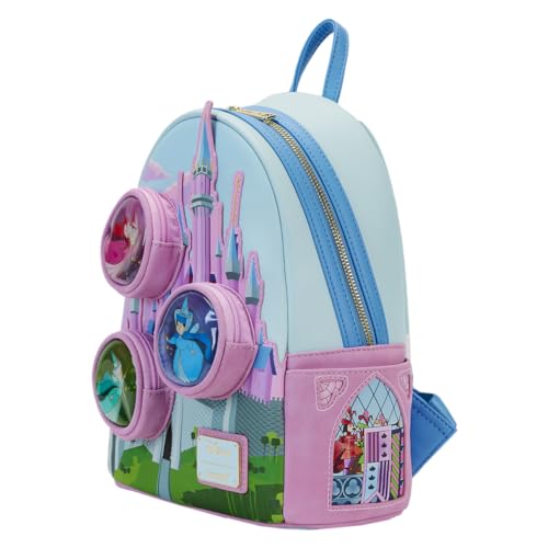 Loungefly Disney Sleeping Beauty Castle Three Good Fairies Stained Glass Double Strap Shoulder Bag