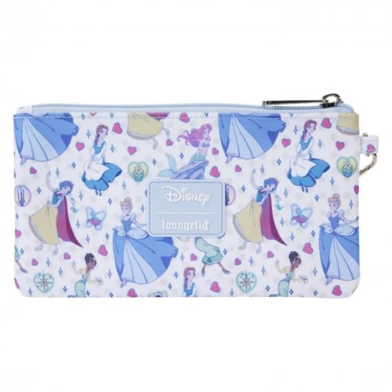 Loungefly Disney Princess Manga Style All-Over Print Nylon Zipper Pouch Wristlet