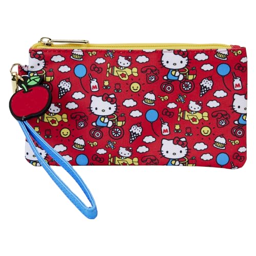 Loungefly HELLO KITTY 50TH ANNIVERSARY CLASSIC AOP NYLON POUCH WRISTLET
