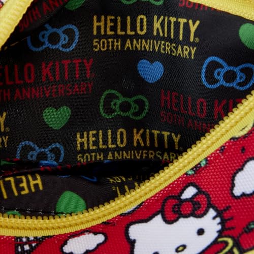 Loungefly HELLO KITTY 50TH ANNIVERSARY CLASSIC AOP NYLON POUCH WRISTLET