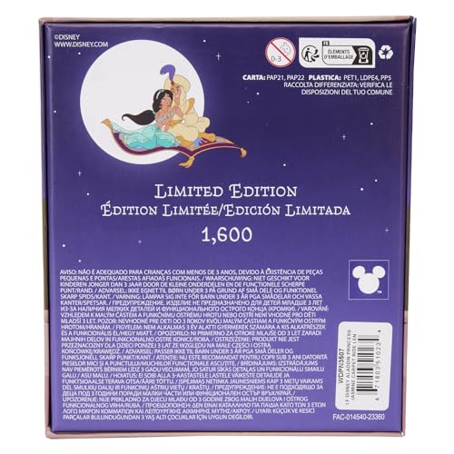 Loungefly Disney Aladdin Princess Jasmine Carpet Ride Lenticular 3" Collector Box Pin