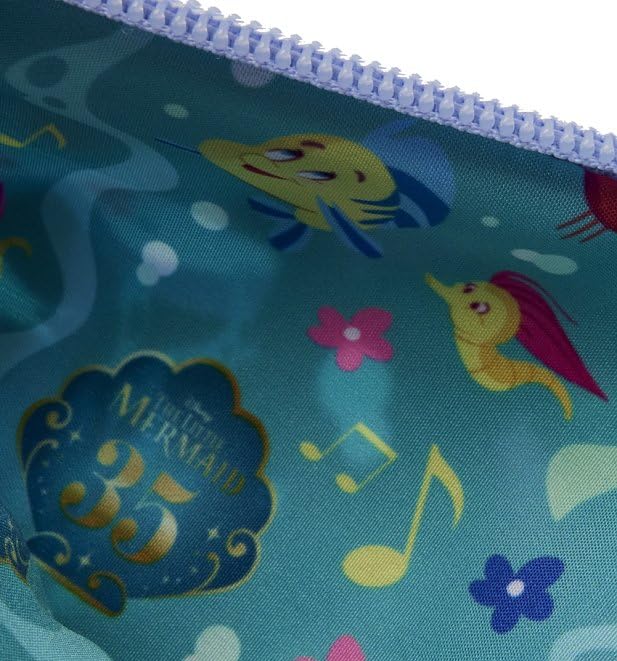 Loungefly Disney Little Mermaid 35th Anniversary Life is the Bubbles Nylon Zipper Pouch Wristlet