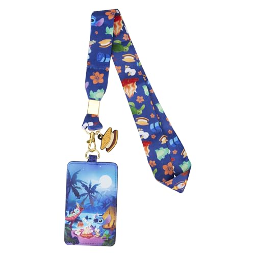 Loungefly Disney Lilo and Stitch Camping Cuties Lanyard with Cardholder