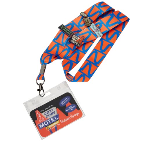 Loungefly Radiator Springs Lanyard with Card Holder and 4 Pins, Premium Lanyards with ID Holders for Boys and Girls, 16 Inches