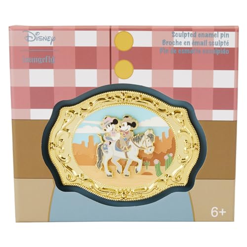 Loungefly DISNEY WESTERN MICKEY and MINNIE BELT BUCKLE 3" COLLECTOR BOX PIN
