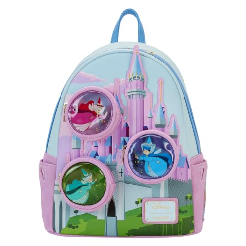 Loungefly Disney Sleeping Beauty Castle Three Good Fairies Stained Glass Double Strap Shoulder Bag