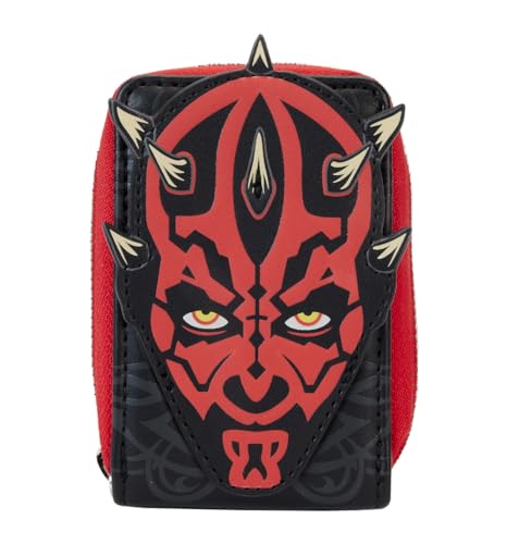 Loungefly Star Wars The Phantom Menace 25th Anniversary Darth Maul Accordion Zip Around Wallet, Black