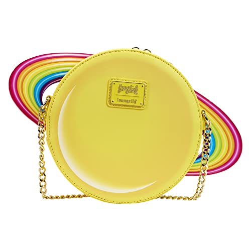 Loungefly Lisa Frank Yellow Rainbow Ring Saturn Crossbody Bag