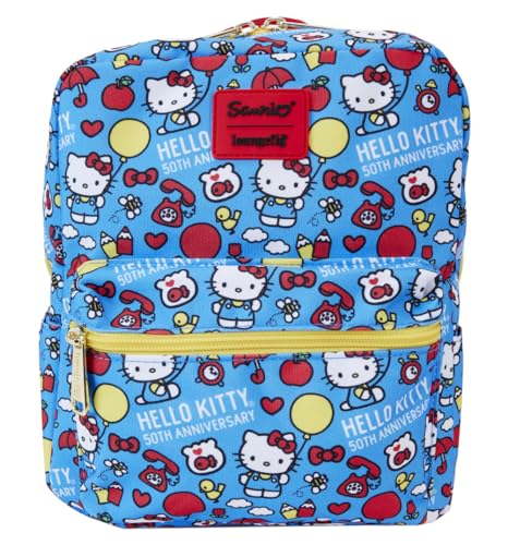 Loungefly Hello Kitty 50th Anniversary All Over Print Nylon Square Mini Backpack