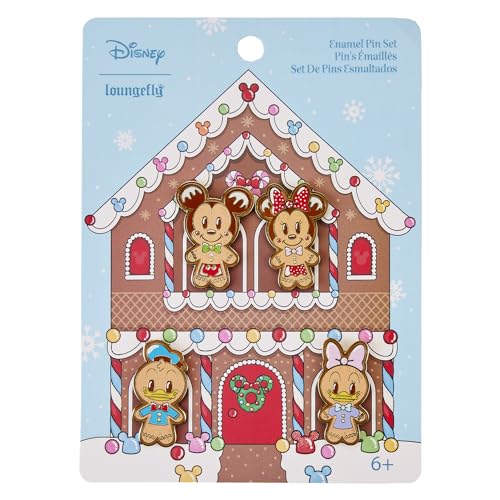 LOUNGEFLY DISNEY MICKEY AND FRIENDS GINGERBREAD 4 PC PIN SET