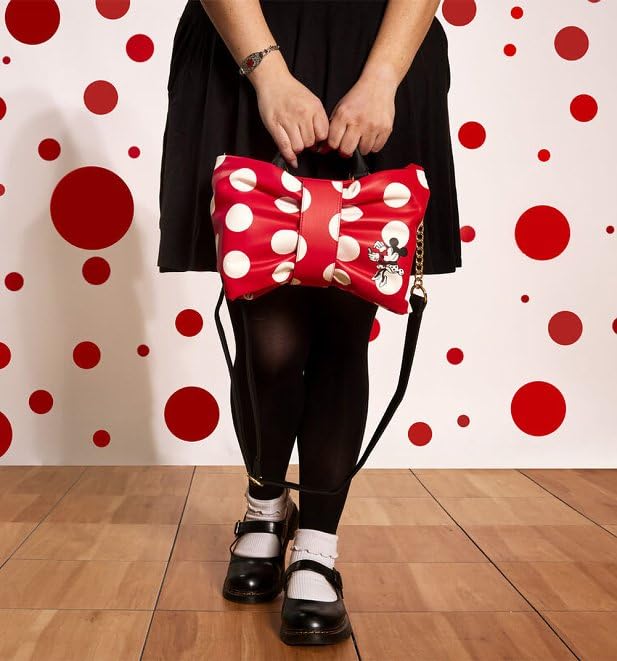 Loungefly Minnie Mouse Rocks the Dots Classic Bow Figural Crossbody Bag