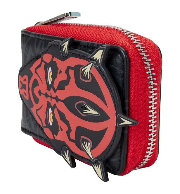 Loungefly Star Wars The Phantom Menace 25th Anniversary Darth Maul Accordion Zip Around Wallet, Black