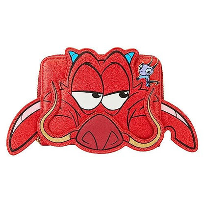 Loungefly Disney Mulan 25th Anniversary Mushu Glitter Zip Wallet | Disney Wallets