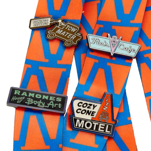 Loungefly Radiator Springs Lanyard with Card Holder and 4 Pins, Premium Lanyards with ID Holders for Boys and Girls, 16 Inches