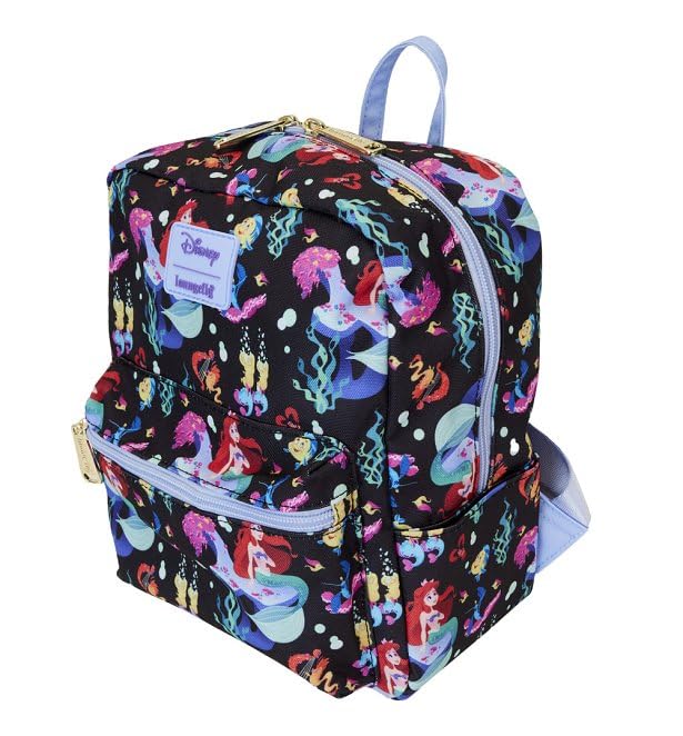 Loungefly Disney The Little Mermaid 35th Anniversary Life Is The Bubbles All Over Print Nylon Mini Backpack