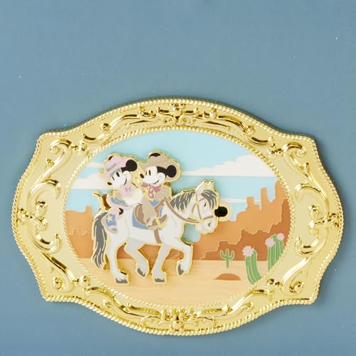 Loungefly DISNEY WESTERN MICKEY and MINNIE BELT BUCKLE 3" COLLECTOR BOX PIN