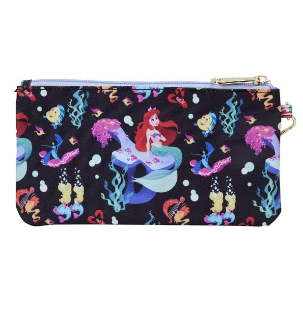 Loungefly Disney Little Mermaid 35th Anniversary Life is the Bubbles Nylon Zipper Pouch Wristlet