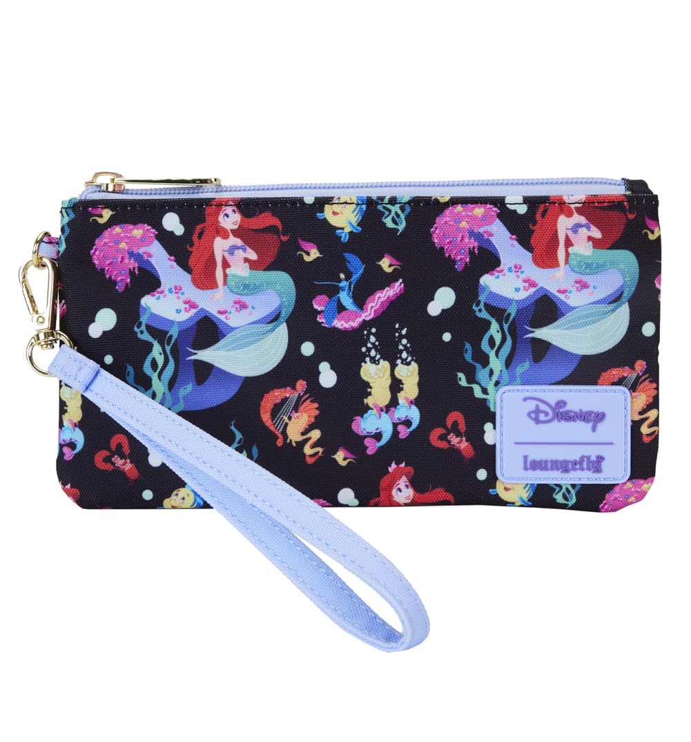Loungefly Disney Little Mermaid 35th Anniversary Life is the Bubbles Nylon Zipper Pouch Wristlet