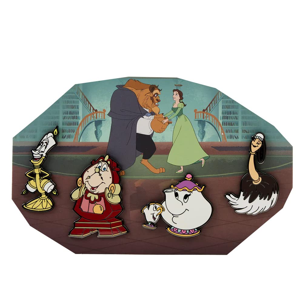 Loungefly Disney Beauty and the Beast Library Scene 4pc Pin Set