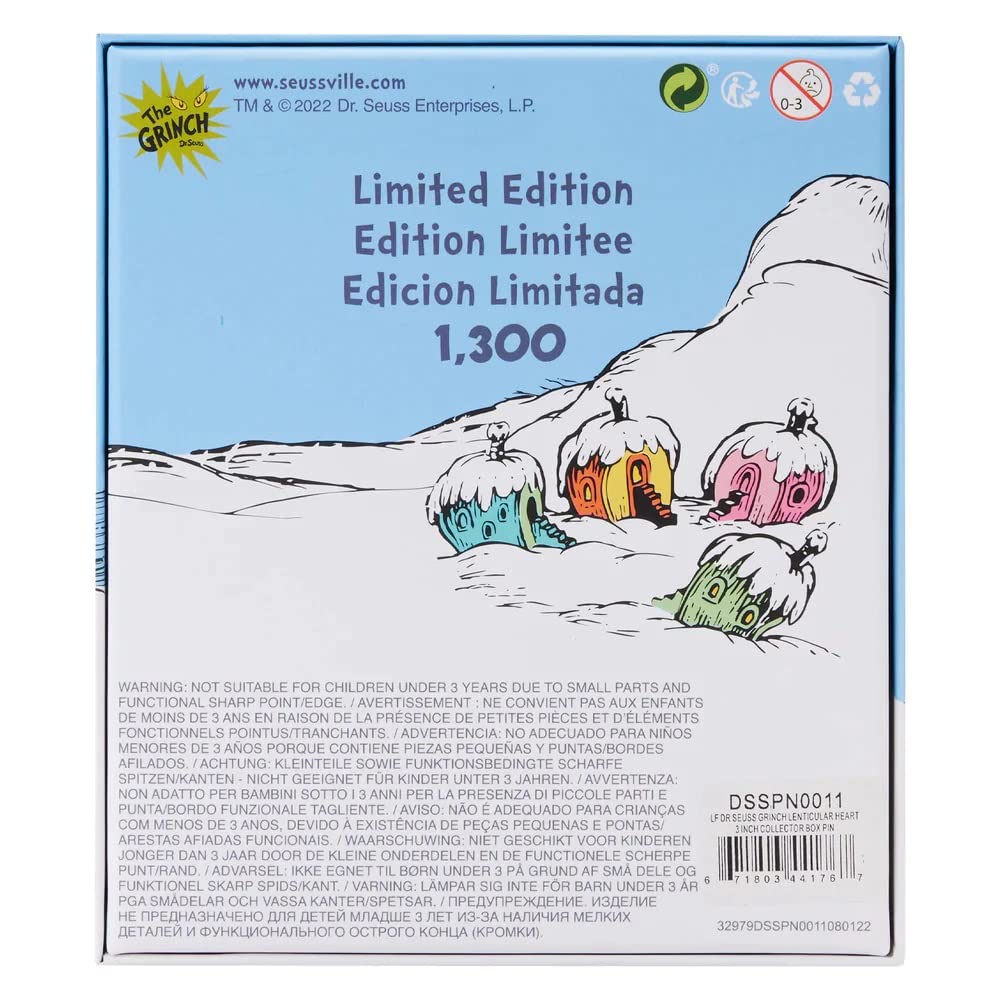 Loungefly Dr. Seuss' How the Grinch Stole Christmas! Lenticular Heart 3" Collector Box Pin
