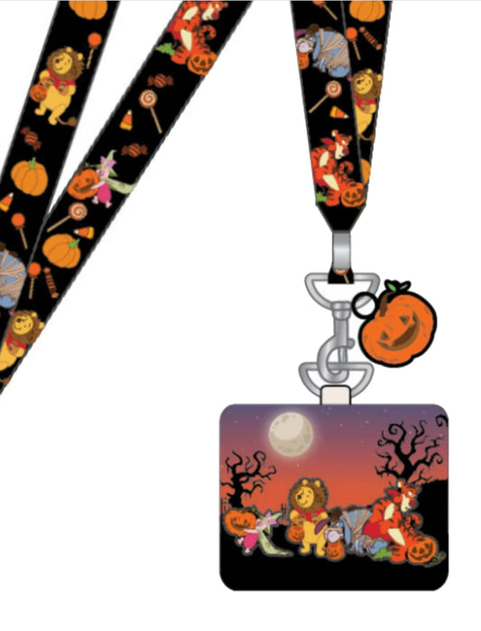 Loungefly Disney Winne The Pooh Halloween Gang Lanyard w/Cardholder